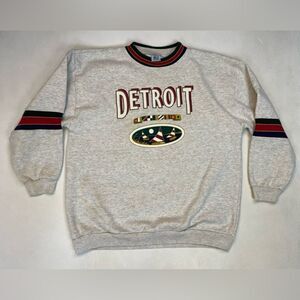 VINTAGE Detroit Graphic Sweatshirt Men Small Gray 90s
